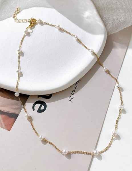 Минималистичная Цепочка с редкими жемчужными вставками G31699