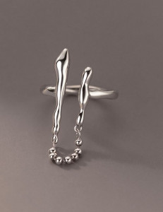 Кольцо на весь палец в виде абстрактных линий с цепочкой L82119