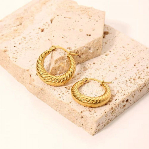 Серьги-кольца конго с алмазной гранью и греческим орнаментом J10884CJJ