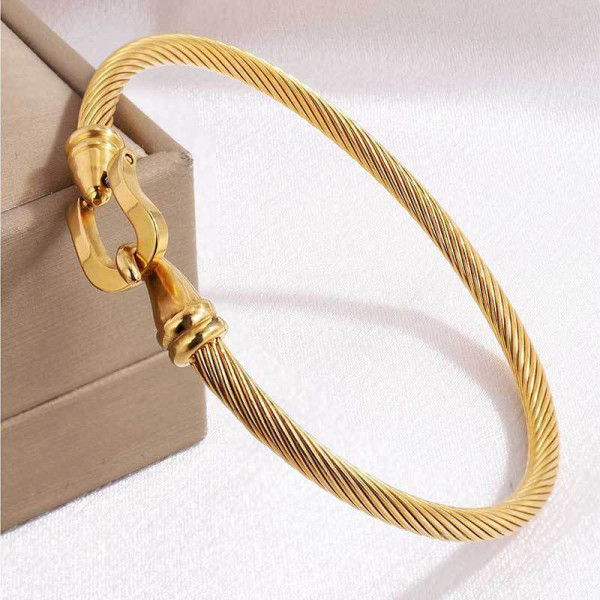 Браслет жесткий витой с декоративным узлом CJR61814