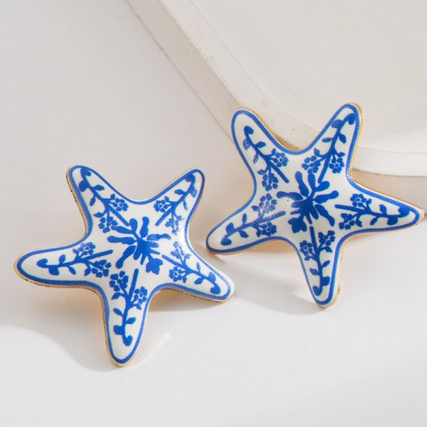 Оригинальные серьги-пусеты морские звезды CJN97871