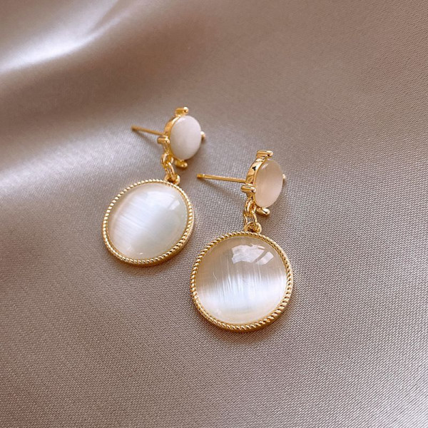 Элегантные серьги-пусеты с двойным опаловым камнем 1J11944CJJ