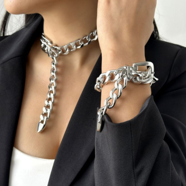 Браслет цепочка из крупных золотистых звеньев CJP85247