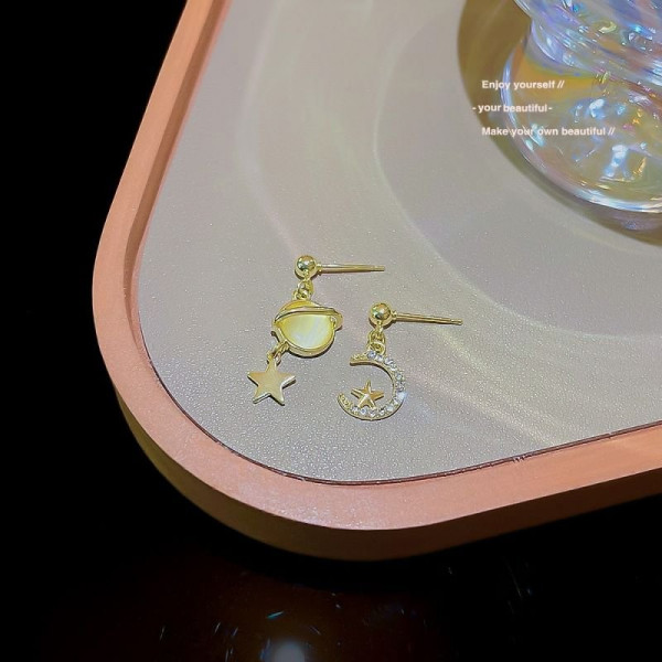 Асимметричные серьги Небесные светила со стразами 2D94484(МСК)