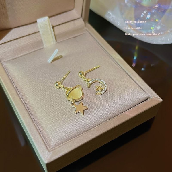 Асимметричные серьги Небесные светила со стразами 2D94484(МСК)