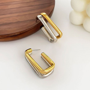 Двухцветные серьги-пусеты Трапеция CJG66045