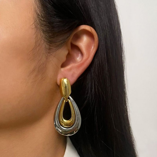 Двухцветные серьги-пусеты Трапеция CJG66045