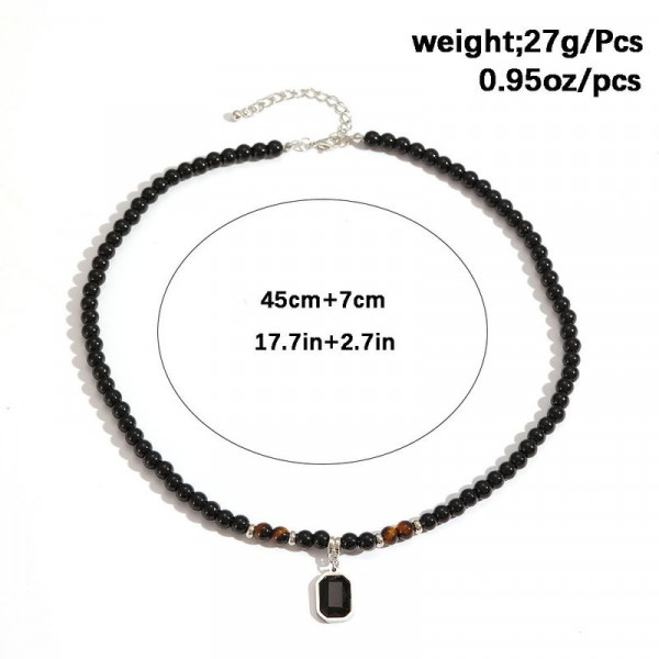 Элегантные Бусы из черного жемчуга с граненым кулоном 1J12231CJJ