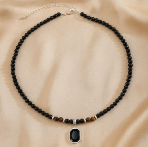 Элегантные Бусы из черного жемчуга с граненым кулоном 1J12231CJJ