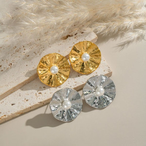 Серьги-пусеты Диски «Жатый металл» CJN49726