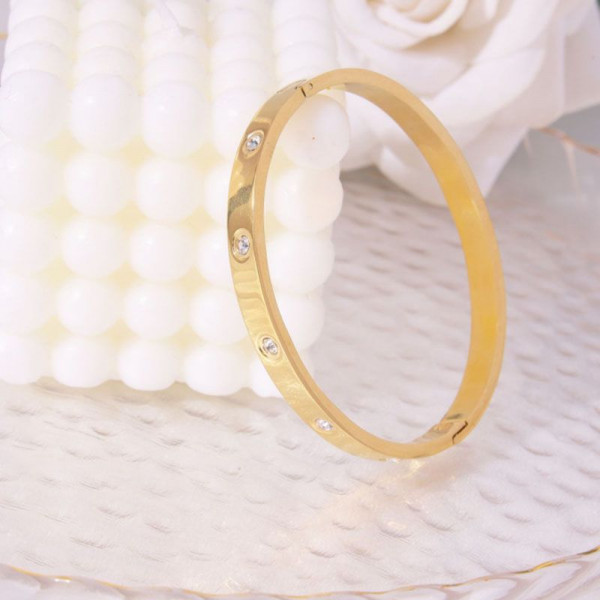 Браслет жесткий с римскими цифрами и кристаллами CJL17744