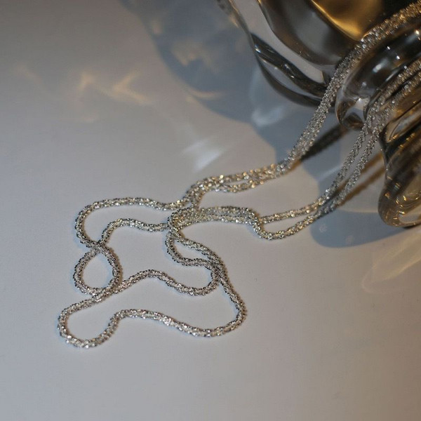 Тонкая посеребренная Цепочка из мелких шариков 1J12401CJJ