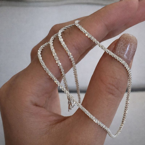 Тонкая посеребренная Цепочка из мелких шариков 1J12401CJJ