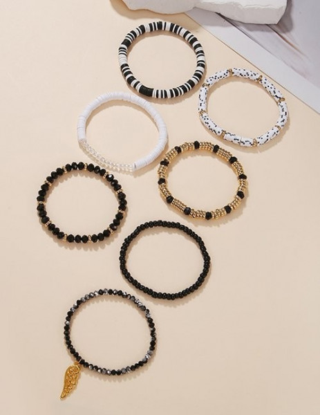 Комплект многорядных браслетов в монохромном стиле M13037