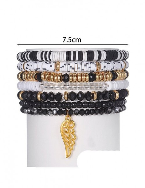 Комплект многорядных браслетов в монохромном стиле M13037
