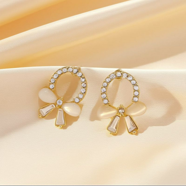 Серьги-гвоздики бантики ювелирный сплав с серебряным гвоздиком 1J11945CJJ