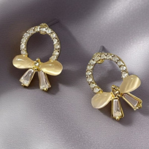 Серьги-гвоздики бантики ювелирный сплав с серебряным гвоздиком 1J11945CJJ