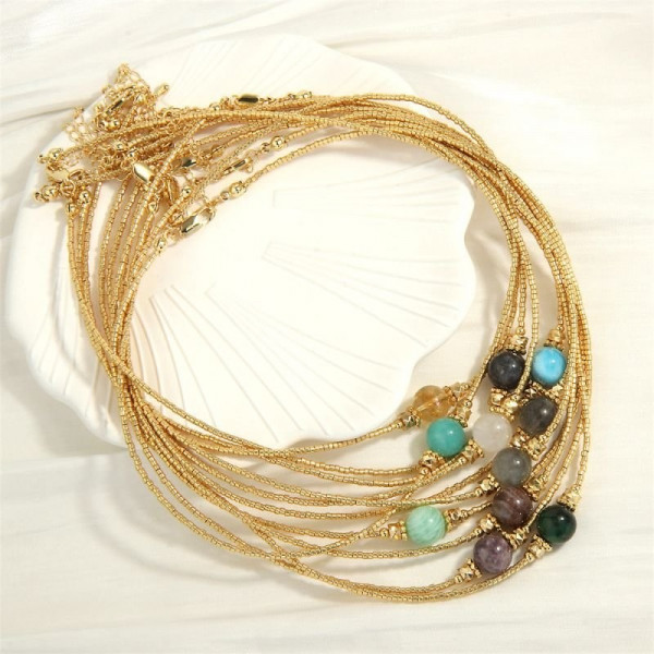 Браслет цепочка с темной бусиной N85603