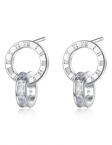 Стальные серьги «кольцо в кольце» с фианитами 1J10127(CJJ)