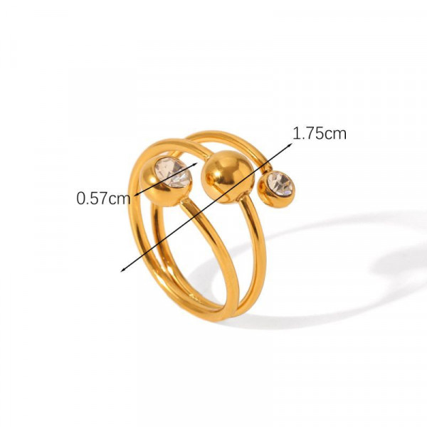 Набор узких колец с шариками и кристаллами CJL78713