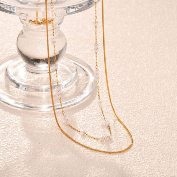 Двойная тонкая цепочка с элементами бисера CJH33445