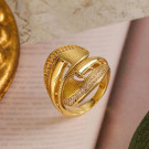 Широкое кольцо из стали с дорожками кристаллов CJD00843