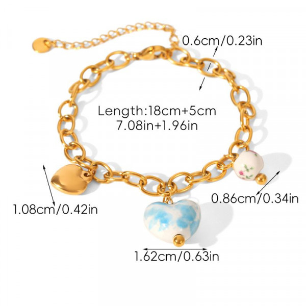 Браслет-цепочка с подвеской в форме сердца CJR68408