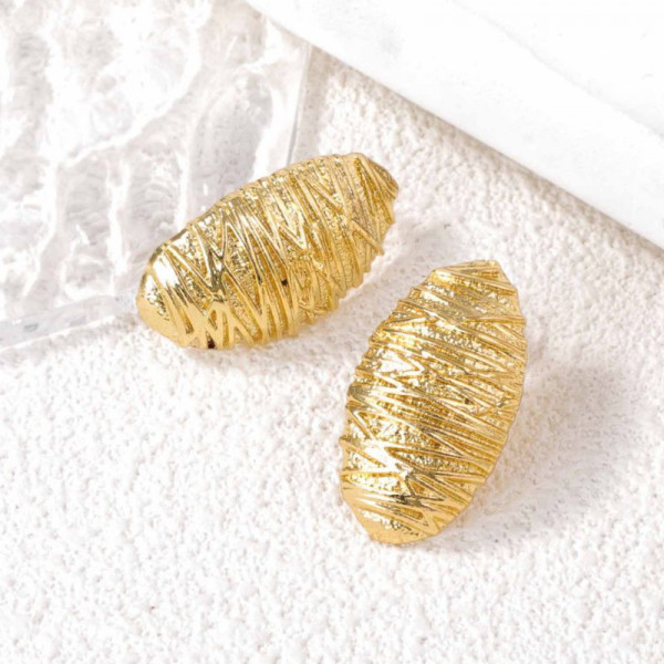 Винтажные серьги-пусеты Текстурные овалы ретро-шик CJL13350