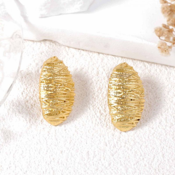 Винтажные серьги-пусеты Текстурные овалы ретро-шик CJL13350