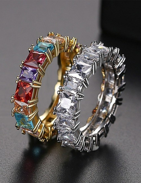 Широкое кольцо дорожка из крупных прозрачных кристаллов D50045