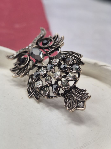 Брошь сова ювелирный сплав J11427CJJ