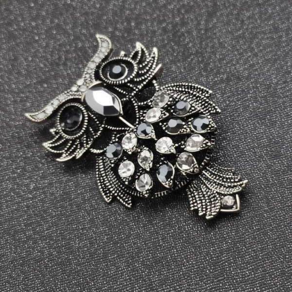 Брошь сова ювелирный сплав J11427CJJ