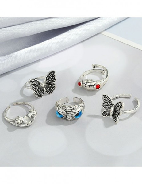 Массивное разомкнутое кольцо с крупной бабочкой S46593