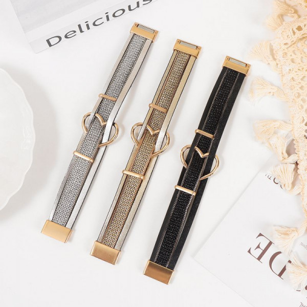 Браслет жесткий из кожаных шнуров и цепей CJP85374