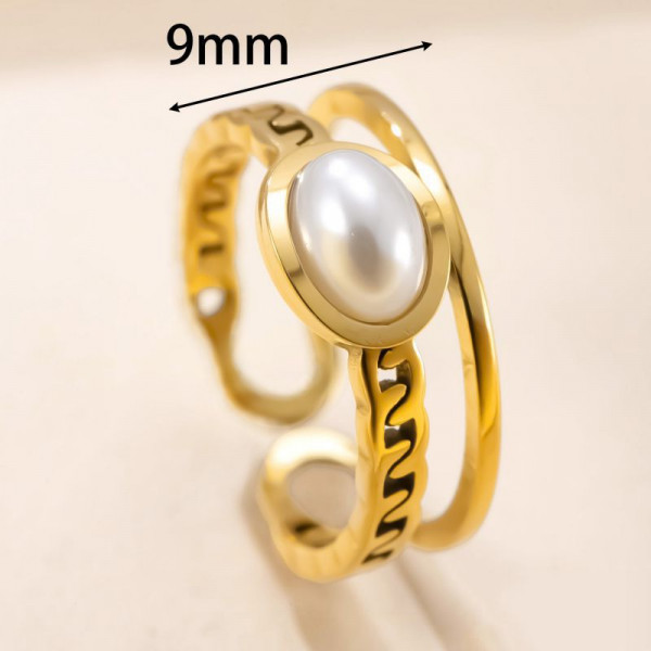 Широкое кольцо с крупной перламутровой вставкой CJQ29212