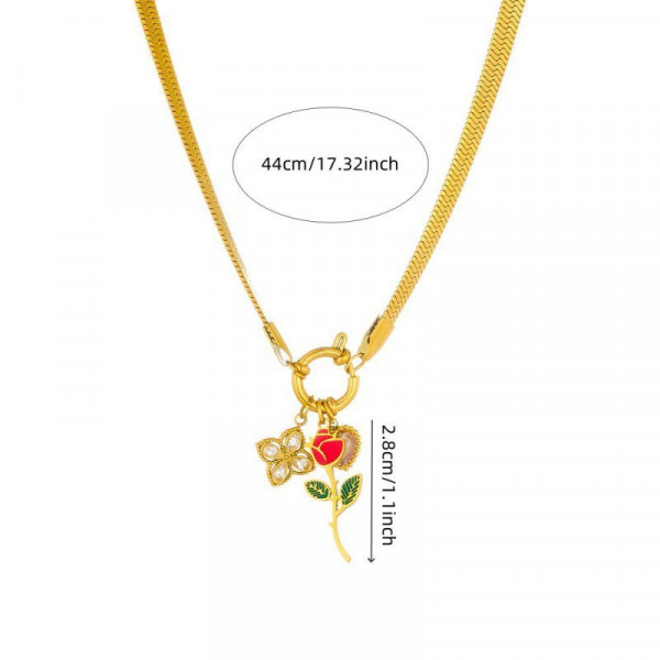 Золотистая цепь-лента с цветочным букетом и жемчугом CJQ30885