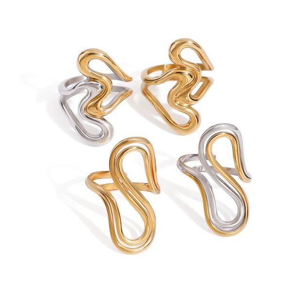 Кольцо необычной формы в виде изогнутой спирали CJK83185