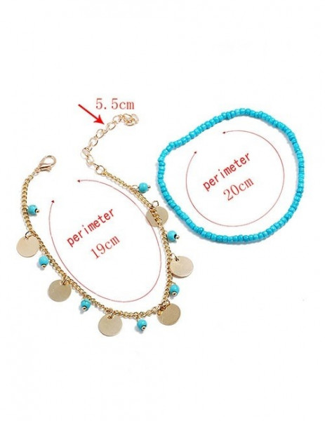 Браслет на ногу многослойный с монетами F58390