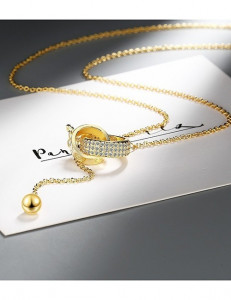 Золотистая Цепочка-трансформер с декоративным кольцом и сферой T61881