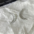 Сияющие серьги-пусеты Изогнутые линии с кристаллами CJH90726