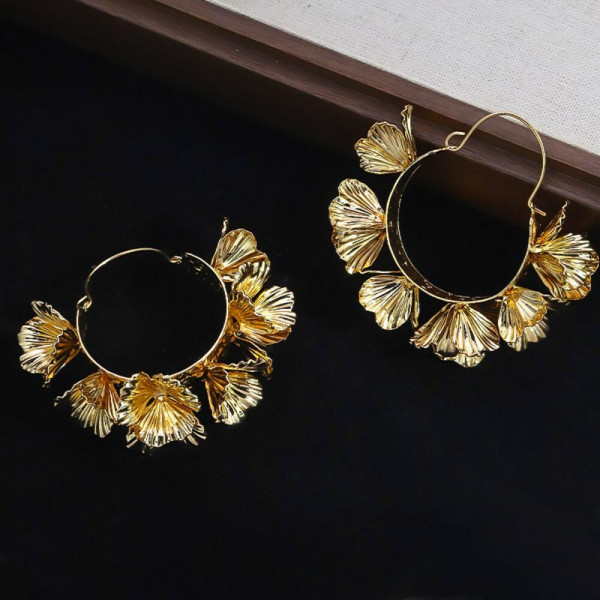 Серьги-конго с объемными цветами CJH77448