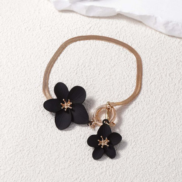 Браслет на ногу с крупными розовыми цветами CJM13090