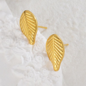 Серьги-пусеты Листья с гравировкой CJL35132