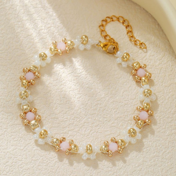Браслет из цветочных бусин с жемчугом CJP35839