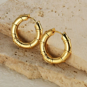 Объемные серьги-кольца Бамбук CJC62982