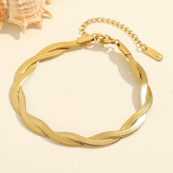 Браслет-цепочка широкого плетения коса 1J12008CJJ