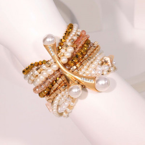 Браслет многослойный из бусин и текстиля CJQ38637