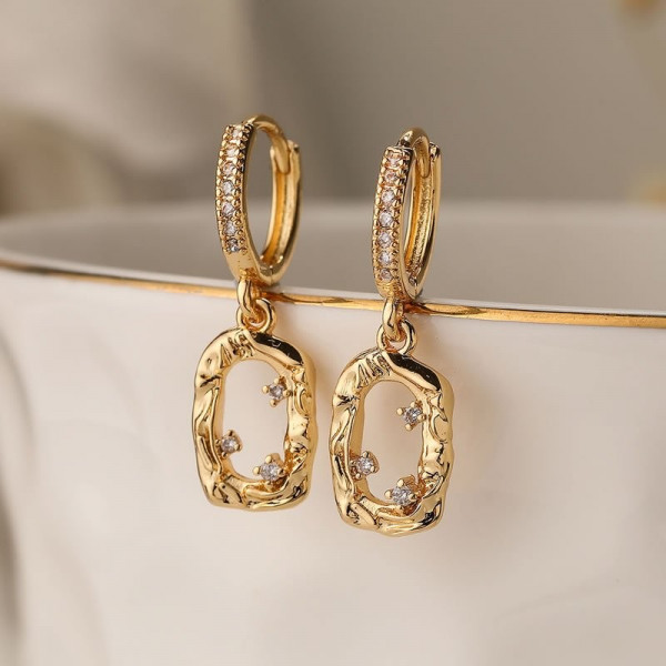 Серьги-кольца с овальными рамками N99065