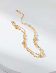 Двухслойное золотистое Колье с цепочками разного плетения Z29654