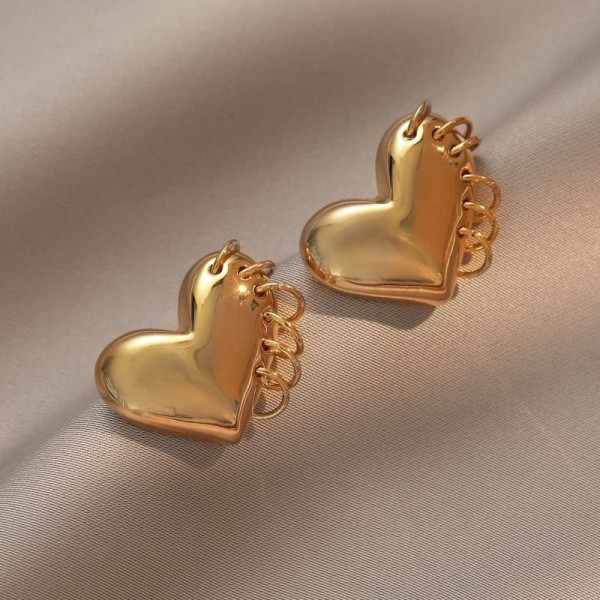 Серьги-пусеты «Сердца» с цепочками M86535